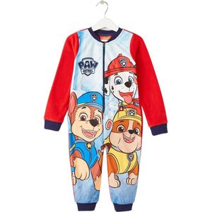 Paw Patrol onesie - rood met blauw - fleece huispak pyjama - maat 92