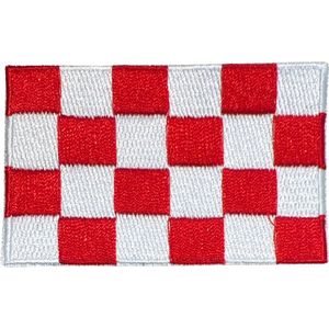 Patchy® – Brabantse Vlag Carnaval – Strijkpatch - Strijkembleem - Strijkapplicatie - Patch – 6 cm / 3.8 cm / Wit Rood - Badge