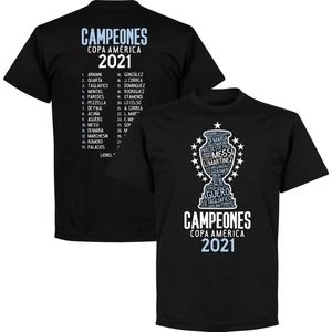 Argentinië Copa America 2021 Winners Selectie T-Shirt - Zwart - 5XL