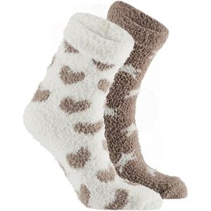 Apollo bedsokken / huissokken - kinderen - 2-pack - beige/wit - one size - Slaapsokken - Slofsokken