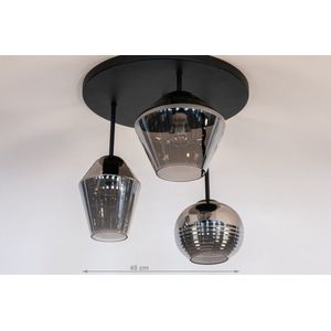 Lumidora Plafondlamp 31036 - 3 Lichts - E27 - Zwart - Grijs - Metaal - ⌀ 45 cm