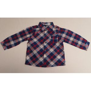 Overhemd - Jongens - Geruit - Blauw / rood / wit - 1 jaar 80