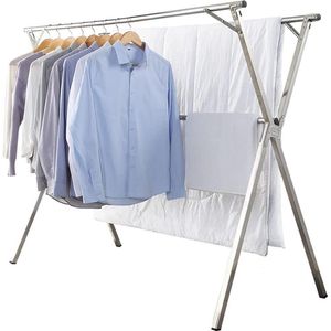 Opvouwbare kledingdroger, roestvrijstalen kledingdroger voor binnen- en buitengebruik, gemakkelijk op te bergen, kledingrek, 1,6 m.