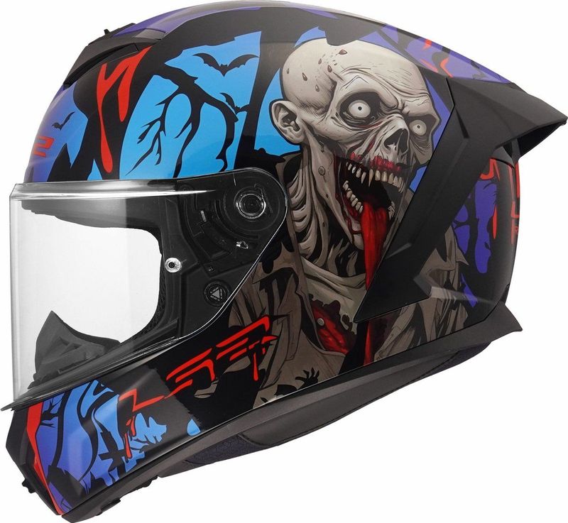 LS2 FF820 Rapid III helm Zombie II glans zwart rood blauw XXS