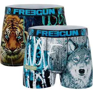 Freegun heren boxershorts microvezel | 2-pack | MAAT S | Duo Wolf/tijger