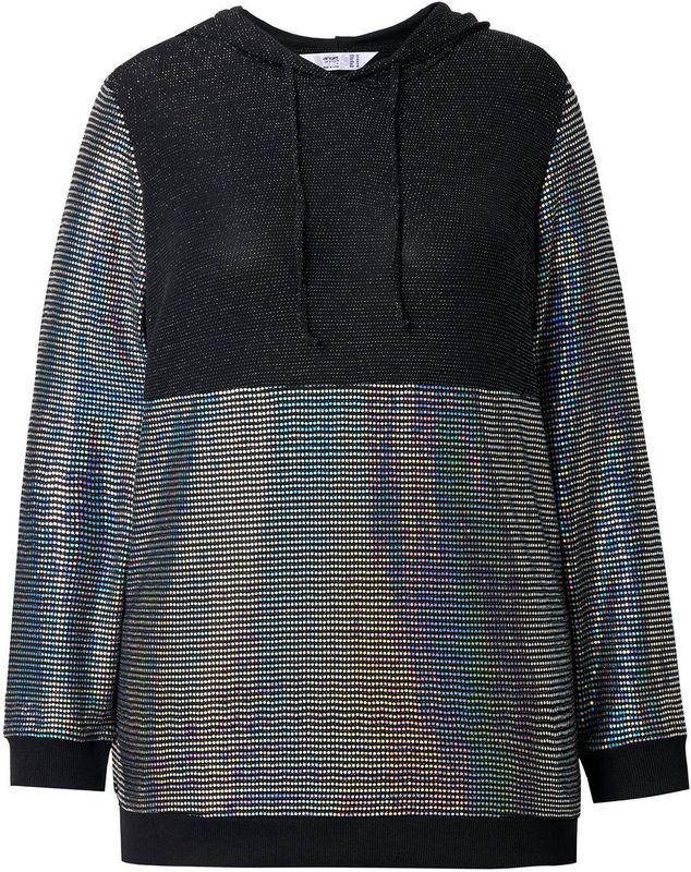 Angel of Style Angel of Style - Dames - Hoodie trui met capuchon metallic effect pailletten - Zwart - Maat 42