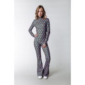 Colourful Rebel Graphic Peached Extra Flare Pants - XL