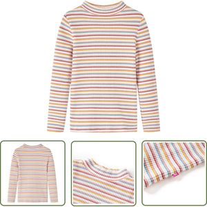 vidaXL Langmouwig - Kinderhemd - Kindershirt met lange mouwen 104 gestreept ecru - Meisjeskleren - Jongenskleren - Kindertjeskleding