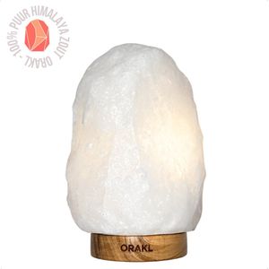 Orakl® - Dimbare Himalaya Zoutlamp Bliss – 6-8 KG – Met Dimmer - 100% Himalayazout - Zoutlamp Wit - Zoutlamp Himalayazout – Zoutlamp Nachtlampje – Zoutlampen - Zoutsteen – Incl. Houten Standaard