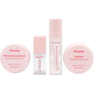 Boozyshop ® Lipverzorging - Ultimate Juicy Lips Set - Lip oil - Lip scrub - Lip masker - Plumping lipgloss - 4 Pack - Gift set