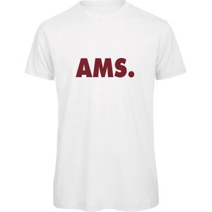 T-shirt wit M - AMS - bordeaux rood - soBAD. | Amsterdam | Unisex | T-shirt heren | T-shirt Dames
