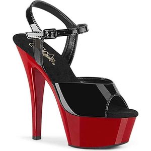 Pleaser - KISS-209 Sandaal met enkelband - US 7 - 37 Shoes - Zwart/Rood