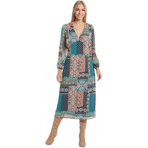 Robe longue voile crépon imprimé patchwork