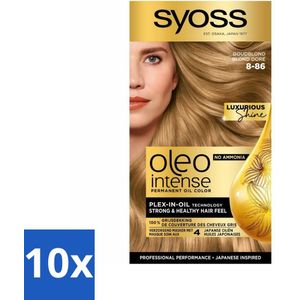 10 x SYOSS - Oleo Intense 8-86 Golden Dark Blond - Haarverf - Zonder Ammoniak - Grijsdekking - Langdurige Kleur - Haarkleuring Voor Donkerblond Haar - Haarkleuring Voor Zwart Haar