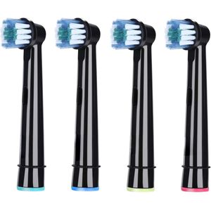 Vervangende borstelkoppen - geschikt voor Braun Oral-B elektrische tandenborstel modellen 4731, 4728, 4739, 3709, 3728, 3738 - zachte reiniging - beschermt de gezondheid van het tandvlees - 4-pack - zwart