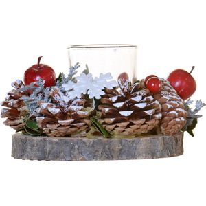 Tealight Holder Pinecone Snowflake D15 H10cm Multicolour | Kerst | Kerststukje| Decoratie