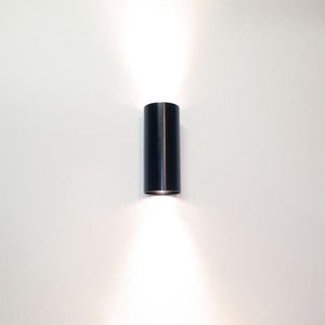 Wandlamp Roulo 2 Zwart - Ø6,5xH15,4cm - 2x GU10 LED 4,8W 2700K 355lm - IP20 - Dimbaar > wandlamp zwart | wandlamp binnen zwart | wandlamp hal zwart | wandlamp woonkamer zwart | wandlamp slaapkamer zwart | led lamp zwart | sfeer lamp zwart
