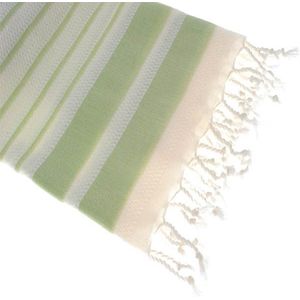 Pareo Hamamdoek Aquastreeps Green 190x90 - 190x90cm - Pareo - Omslagdoek - Ultradun Strandlaken - Sneldrogende Saunadoek - Saunalaken - Stranddoek - Reishanddoek - Sneldrogende handdoeken