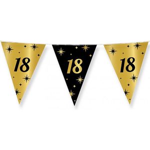 Leeftijd verjaardag feest vlaggetjes 18 jaar geworden zwart/goud 10 meter
