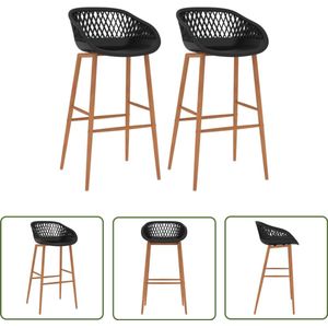 vidaXL Barstoelen - Zwart - Set van 2 - Mesh rugleuning Barstoelen - Barkrukken - Zwarte Barstoelen - Design Barstoelen - Kunststof Barstoelen