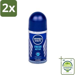 Nivea - Fresh Active Roll-On - Antiperspirant - 48 Uur Lang Werkend - 50 ml - Voordeelverpakking - 2 stuks - NIVEA MEN - Deodorant roller