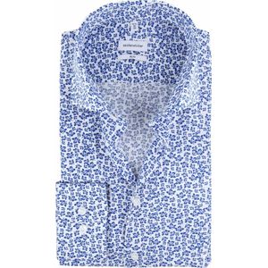 Seidensticker - Overhemd Bloemen Blauw - 40 - Heren - Slim-fit