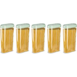 Plasticforte Voedselcontainer strooibus - 5x - mintgroen - 2350 ml - kunststof - voorraadpotten