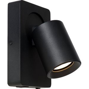 Lucide NIGEL Bedlamp / Wandlamp - LED Dimb. - GU10 - 1x5W 2200K/3000K - Met USB oplaadpunt - Zwart