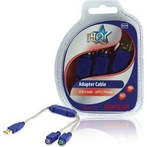HQ SC-114 USB A 2x mini din 6pin Blauw kabeladapter/verloopstukje