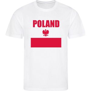 WK - Polen - Poland - Polska - T-shirt Wit - Voetbalshirt - Maat: 134/140 (M) - 9 - 10 jaar - Landen shirts