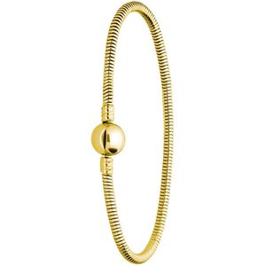 Lucardi - Dames Stalen goldplated armband slang ronde sluiting - Armband - Staal - Goudkleurig - 17 cm