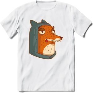 Hoodie fox T-Shirt Grappig | Dieren vos Kleding Kado Heren / Dames | Animal Skateboard Cadeau shirt - Wit - XL