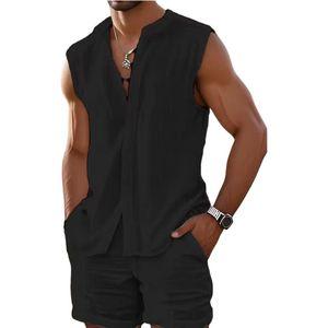 Zomer set heren - Hemd en Short - Zonder mouwen - Mode - Shirt - Blouse