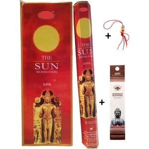 Doos met 120 stokjes - Wierook - Wierookstokjes - Incense sticks - The Sun - Zon + 5 mini wierookstokjes + Gelukspoppetje