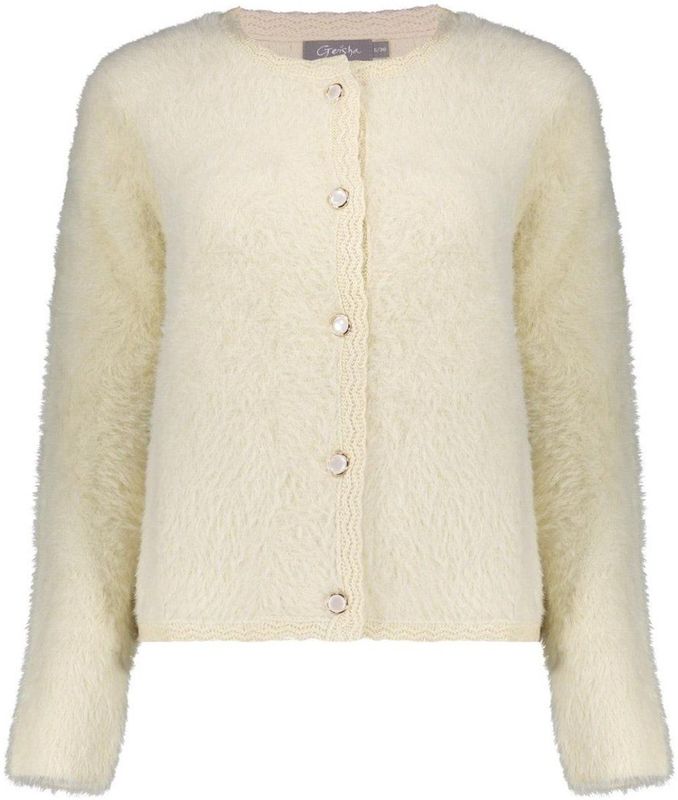 Geisha - 54807 - Vest - Off-white - Zachte Gebreide Cardigan Met Knoopsluiting