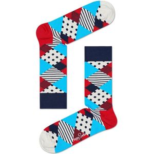 Happy Socks Disco Anniversary Sokken - Blauw/Wit/Rood - Maat 36-40