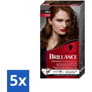 5 x Schwarzkopf Vital - Haarverf - Brillance - 862 Natuurlijk bruin - 60 ml - Haarverzorging - Schwarzkopf Brillance