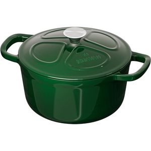 20 cm Ø Gietijzeren braadpan met deksel - Dutch Oven 28 L - Geschikt voor inductie - Gas en keramisch koken - Groen