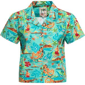 Queen Kerosin Damen Kurzarm Bluse Mint-M