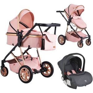 Cangaroo Midas Pink 3-in-1 Combi Kinderwagen incl. Autostoel