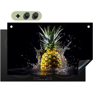 KitchenYeah® Inductie beschermer 85x52 cm - Ananas - Fruit - Water - Kookplaataccessoires - Afdekplaat voor kookplaat & Spatscherm achterwand - Inductiebeschermer - Inductiemat - Inductieplaat mat - Keuken decoratie
