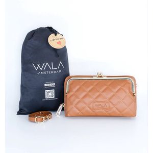 WALA AMSTERDAM® - Vegan Lederen Telefoontasje - Crossbody - Bruin - Inclusief stijlvolle dustbag.