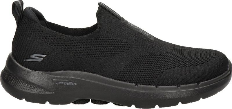 Skechers - Go Walk 6 - Herensneaker - Zwart - Mesh Bovenwerk - Instapstijl