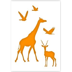 QBIX Afrikaanse dieren Sjabloon - A4 Formaat - Kunststof - Stencil