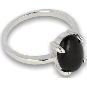 Ring met zwarte steen - maat 21,5 - ZR9