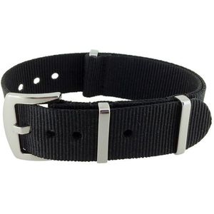 Mega NATO Superstrap Horlogeband Nylon Zwart 22mm
