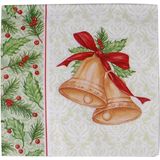 Kerst tafel servetten 20x stuks van 33 x 33 cm - Kerstbellen print