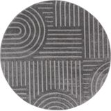 Laagpolig Vloerkleed, Cirkel, Woonkamer, Boho Geometrisch -Donker Grijs - Ø120 cm (rond) - Superzacht Modern Vloerkleed