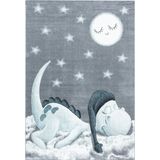 Ayyildiz - Bambi - Kindervloerkleed - Blauw - Dinosaurusprint - 160x230 cm