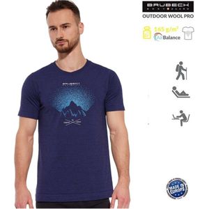 Brubeck Heren Outdoor Wool Pro Shirt – Merino Wol Blend – Lichtgewicht, Ademend & Sneldrogend – Voor Hiking & Wandelen - Donkerblauw - M